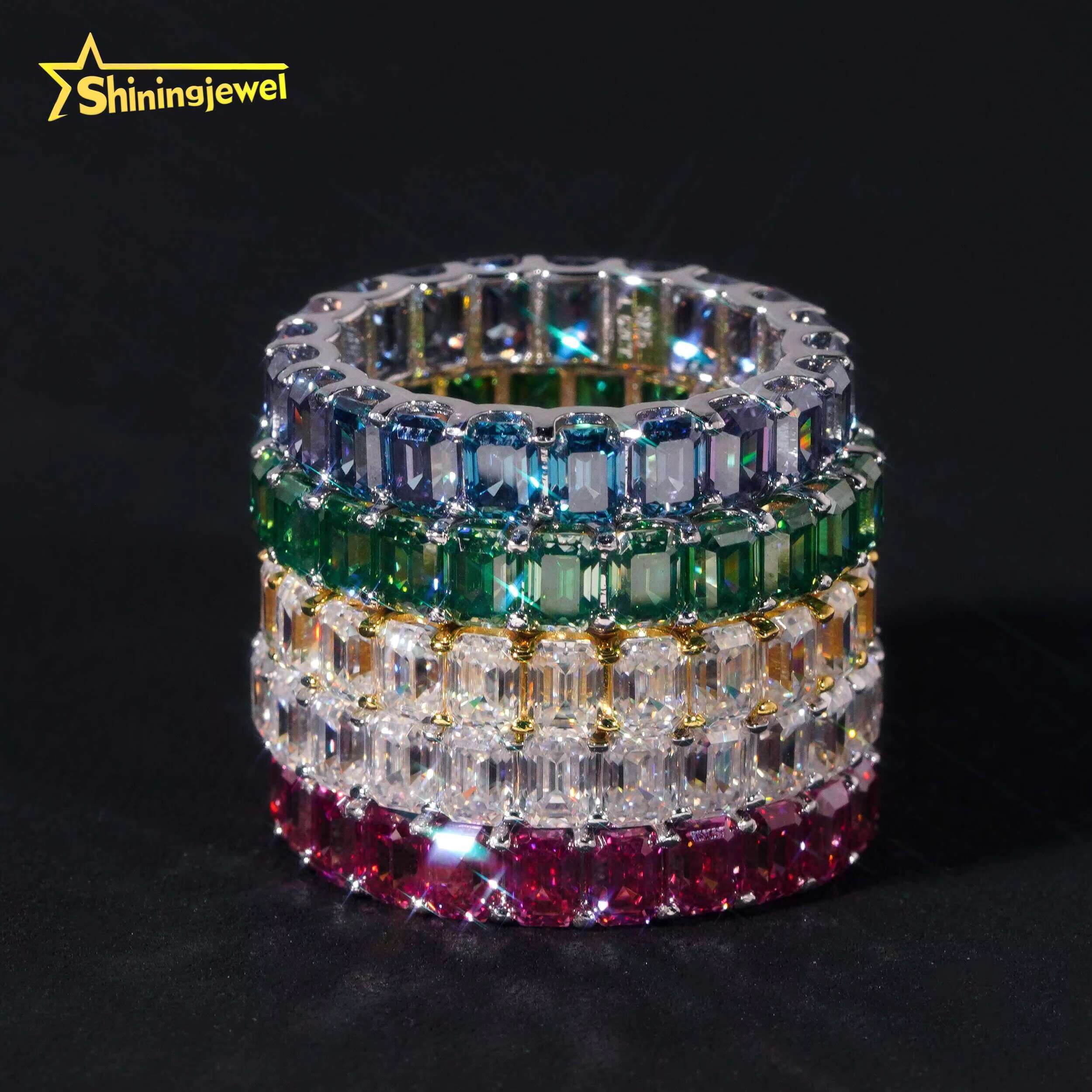 Fashion Jewelry Gold Plated Solid 925 Sterling Silver Sparkling Diamond Custom Hip Hop Men Rings Iced Out Moissanite Ring