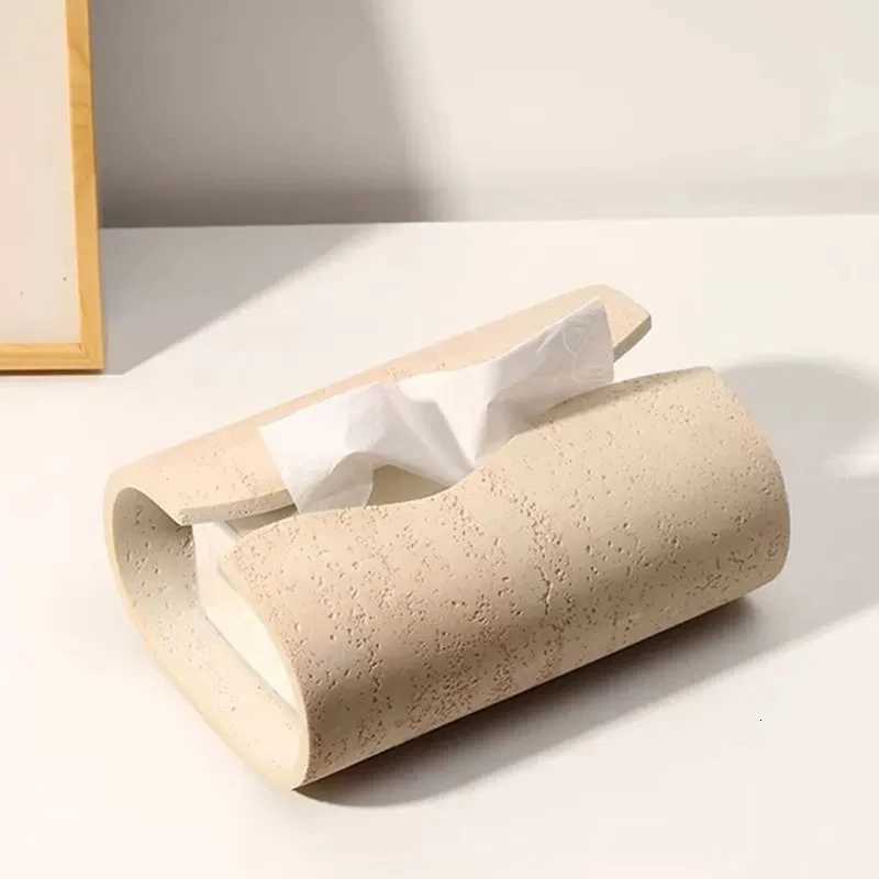 Vintage Cave Stone Tissue Box Resin Coffee Table Napkin Paper Organizer for Bathroom Living Room Home DecorationM251124