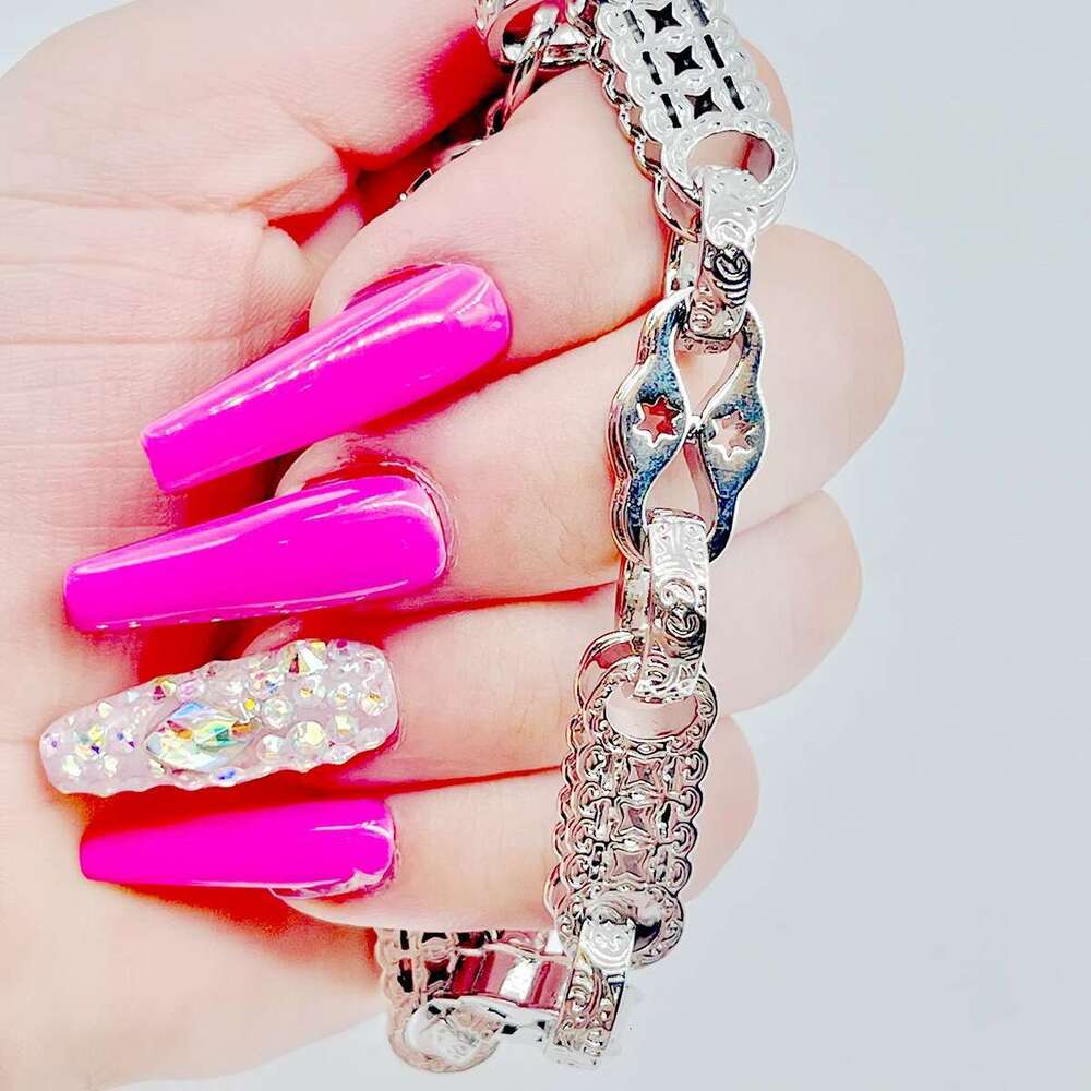 Drip Letter Punky Bracelet for Women Real Gold Plated Iced Out Hip Hop Fashion Jewelry Copper Material 2023 Trend