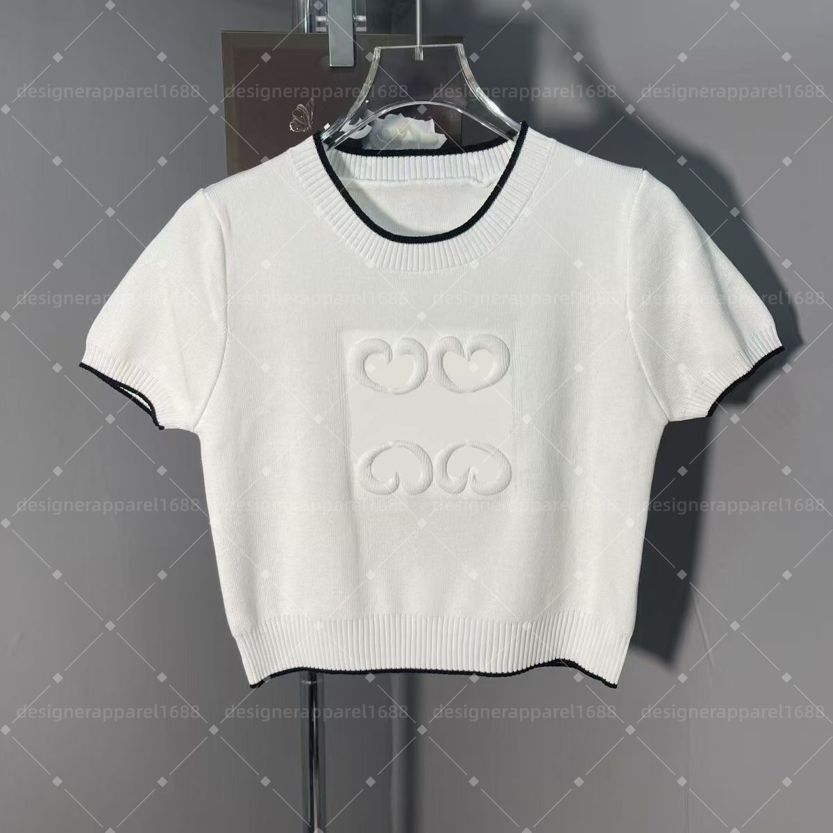 Womens t shirt Knits sweater women Tees tops Summer New Knitted Sweater Round Neck Pullover with Concave and Convex Technology Sweater Short Sleeve Fashion designer