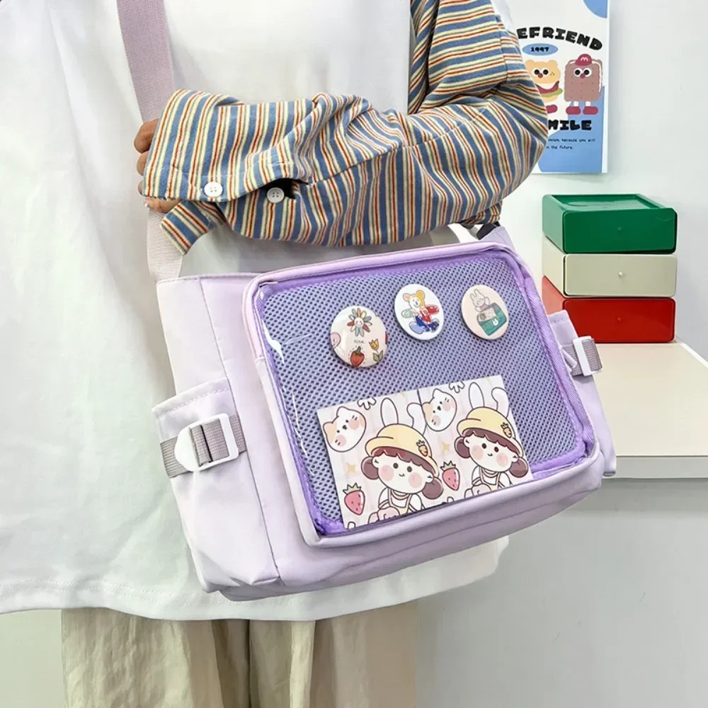 Preppy Style Candy Colour Cute Shoulder Bag Anime Expo Transparent Badge Display Messenger Bag Women Doll Itabag Crossbody Bag 250417