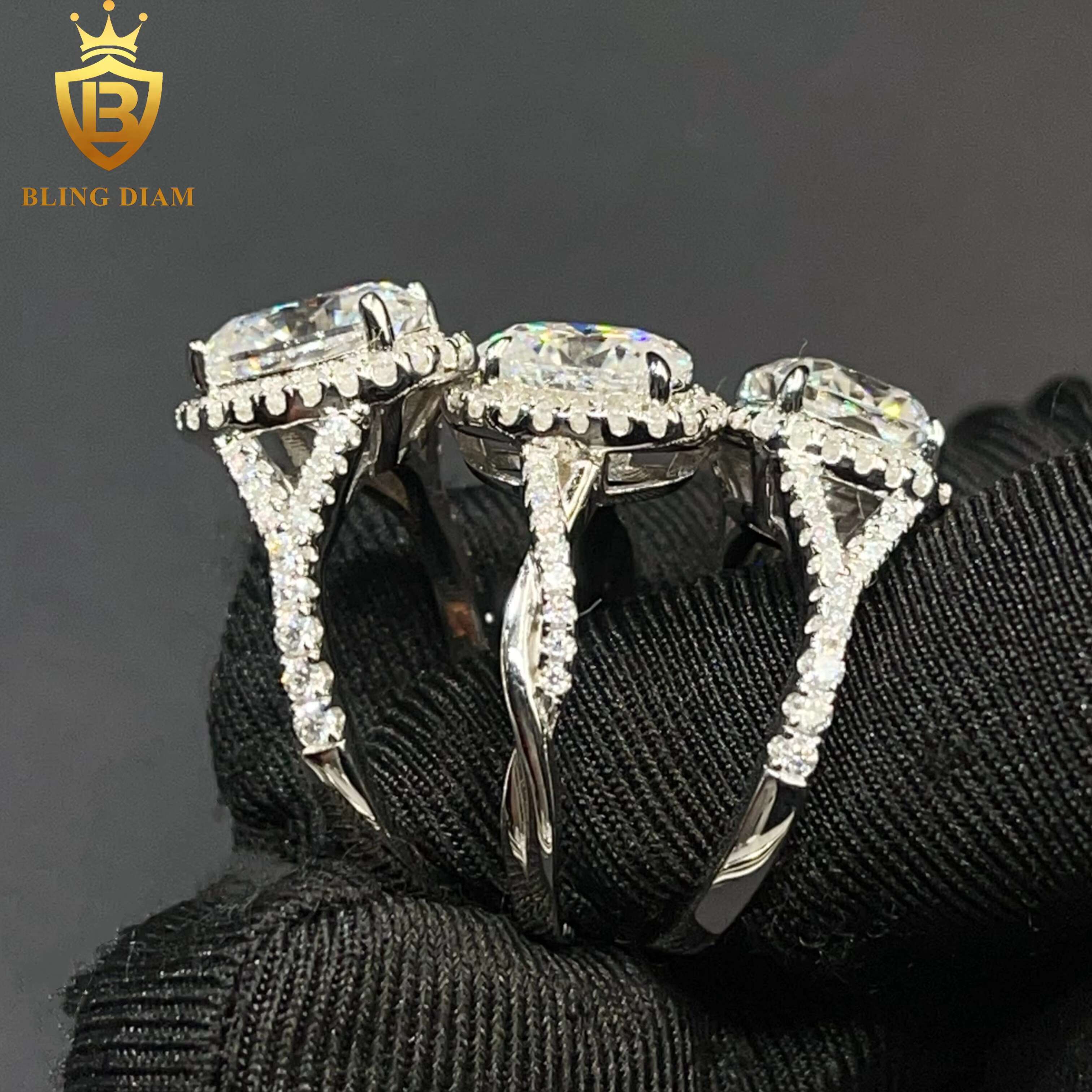 Luxury Women Jewelry Engagement Ring 925 Silver VVS Moissanite Big Diamond Oval Cut Wedding Rings Gift