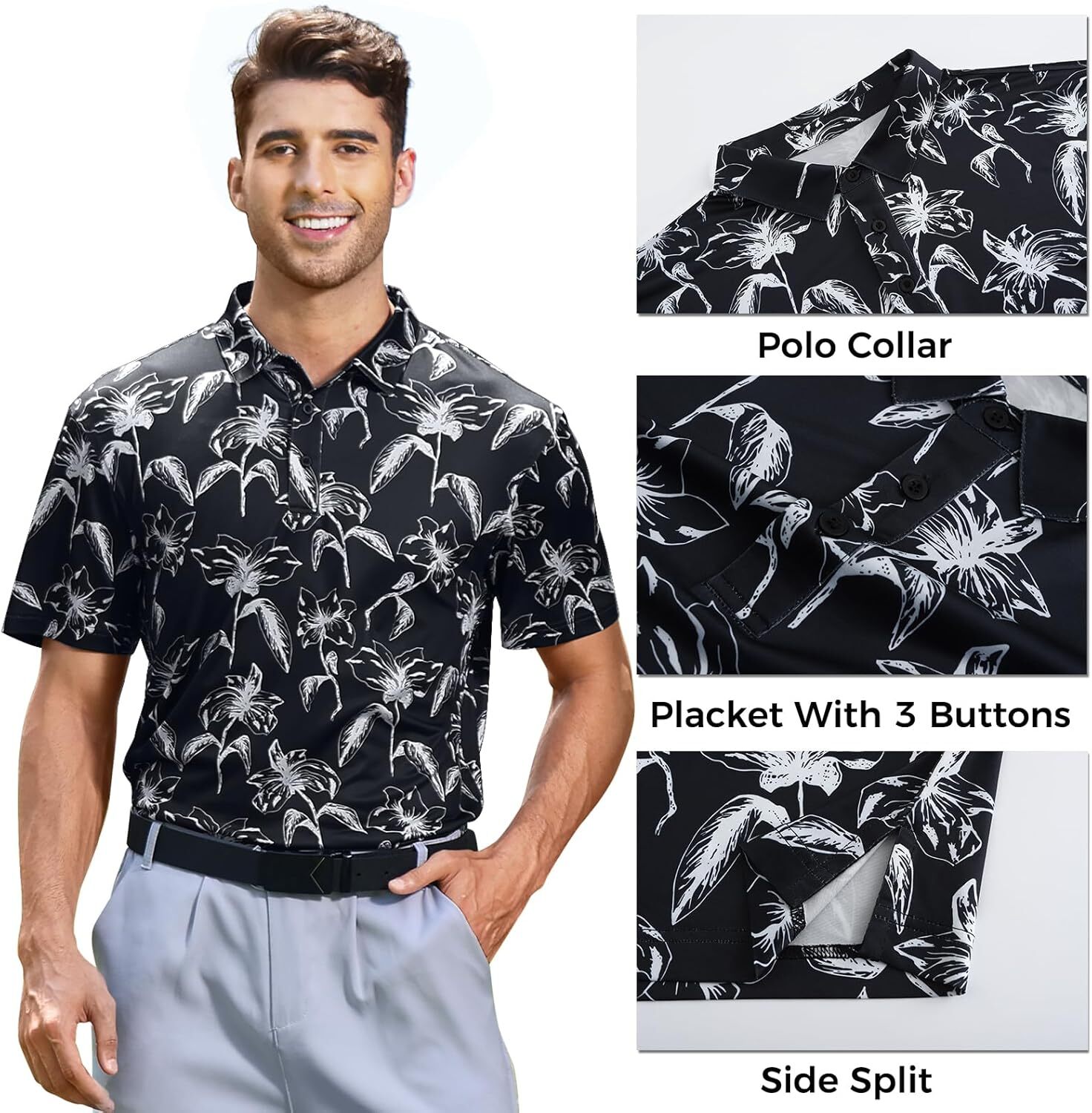Mens Polo shirt Men's Moisture-Wicking Golf Polo Shirts - Sun Protection Casual tops summer clothes Short sleeve trend
