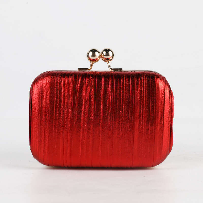 Dinner Bag Fashionable Pleated Dinner Metallic Shiny Dress Women S Bag Versatile Evening Bag KQ