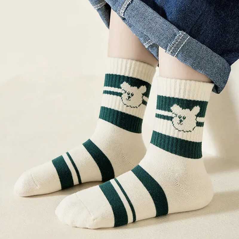 5Pairs Autumn CHIldren Sports SOCKS Fashion Stripe Kids Middle Tube Sock Baby Cotton SOCKS 1-12Year Boys Girls Footwear G251124