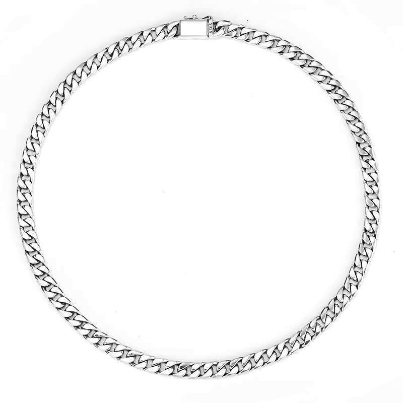 Classic Miami Necklace 925 Sterling Silver 7.5mm Oxidized Vintage Cuban Chain Mens Chain Jewelry