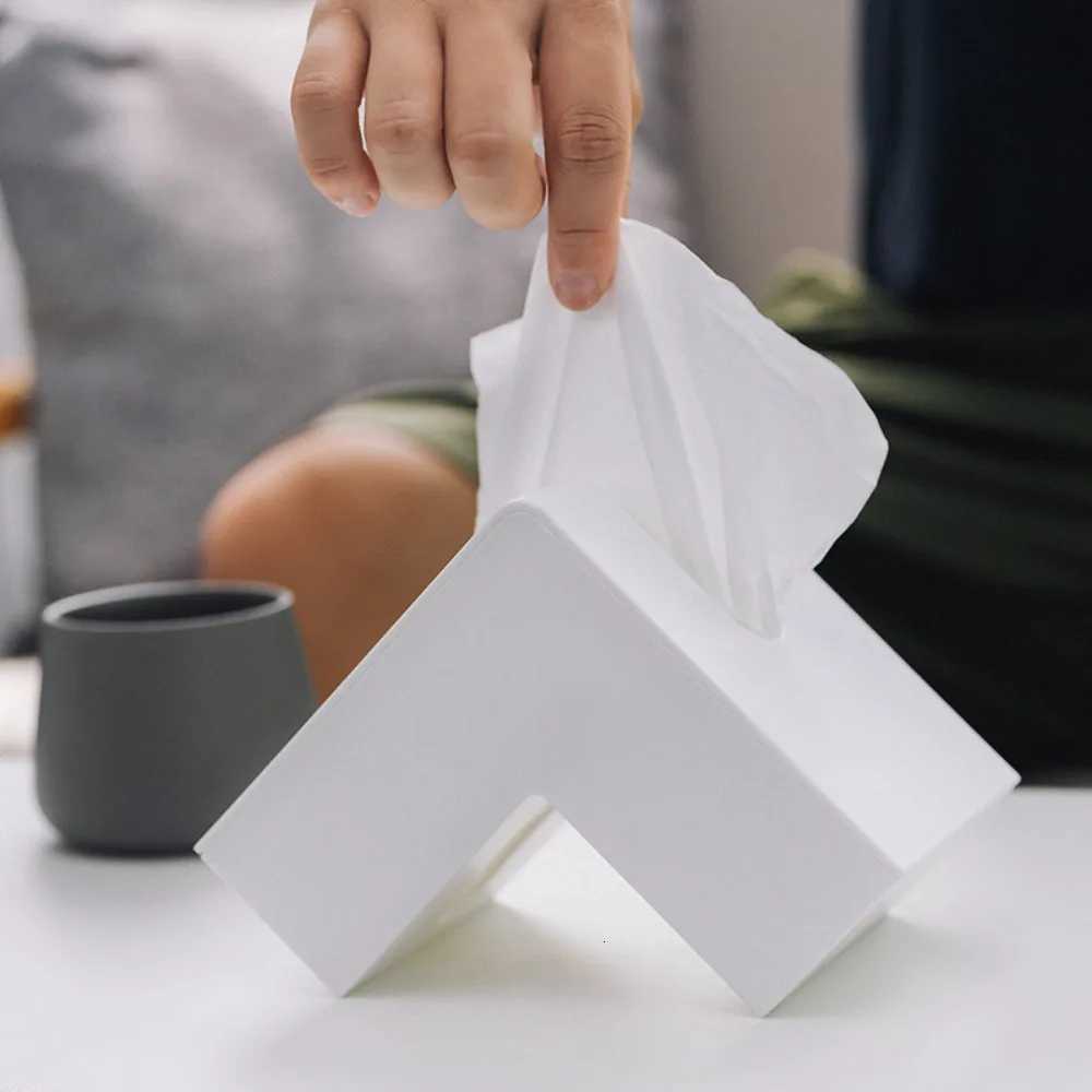 L-shaped Tissue Boxes Office Living Room Bedroom Simple and Creative Folding Double-sided Tissue Box Holder Home DecorationM251124