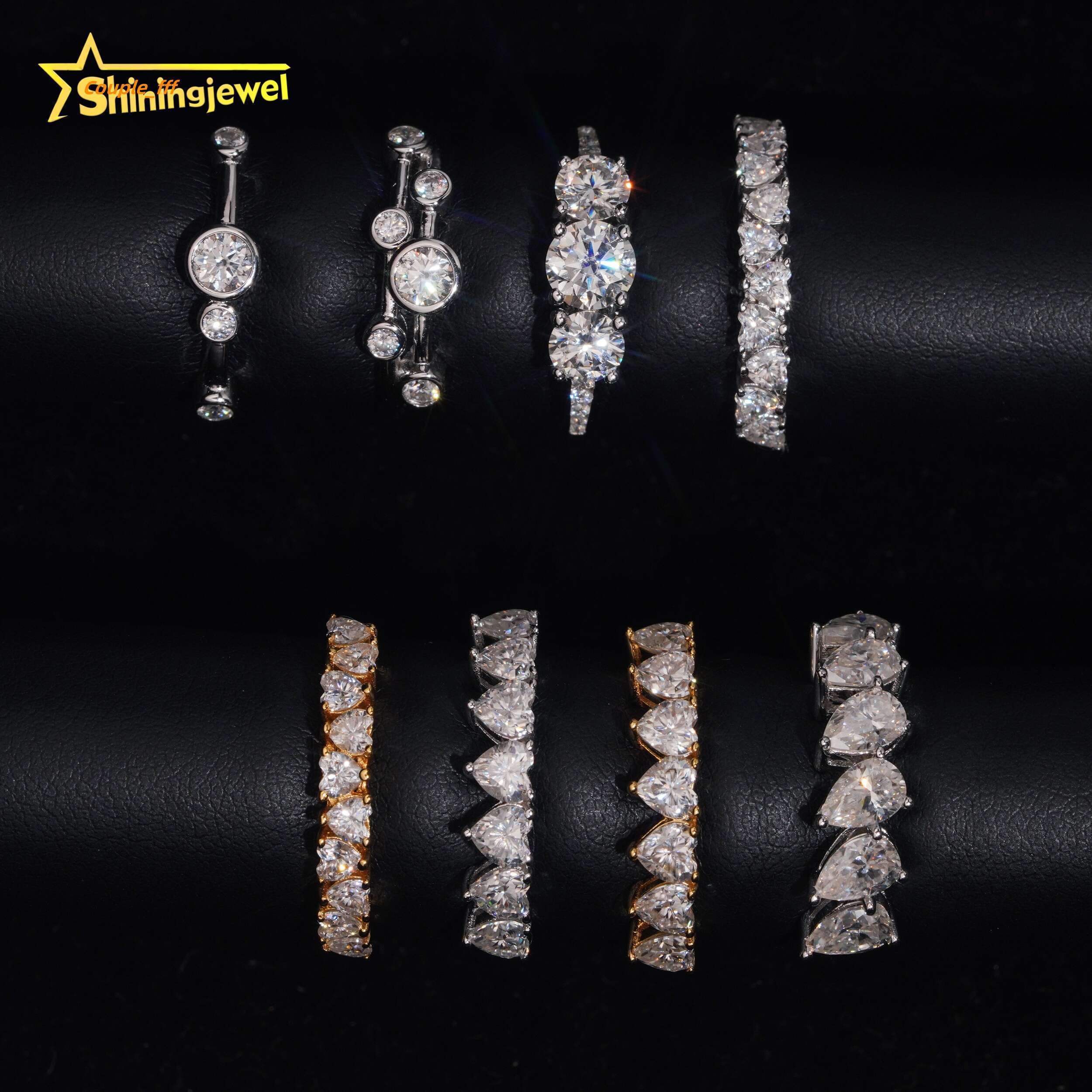 Wholesale Price Gold Plated Moissanite Wedding VVS Pass Diamond Test 925 Sliver Engagement Rings for Women