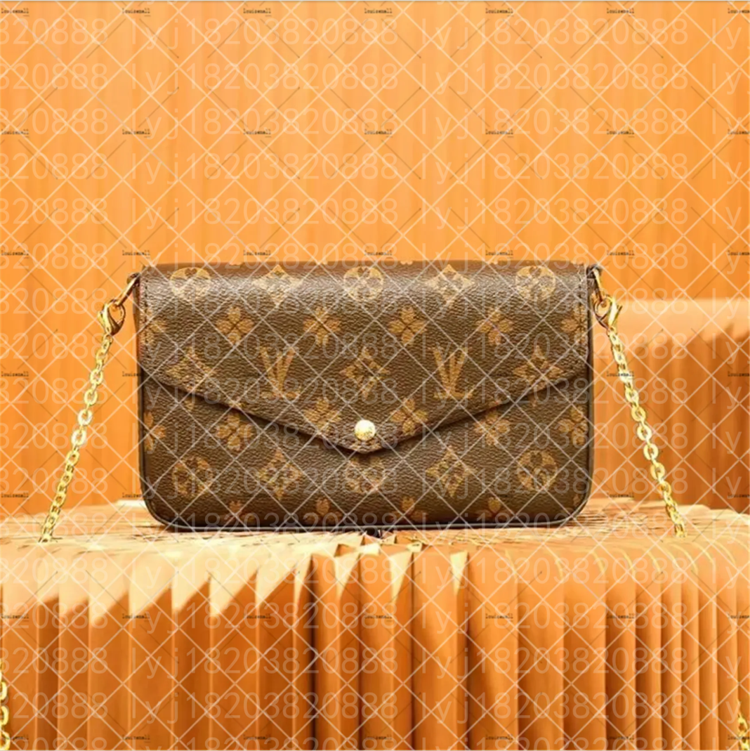 Designer Bags Women Crossbody Genuine Leather Purse Luxurys Fashion Flower Lady Tote 3 Multi FELICIE POCHETTE Chain Shoulder Bag ladies Handbag Wallet With Box 12A