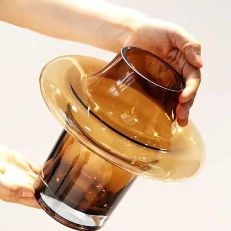 Luxury Artistic Vintage Glass Vases Creative Clear Handmade Oval Flower Planters Smooth Modern Simple Personal Home Decor C251124