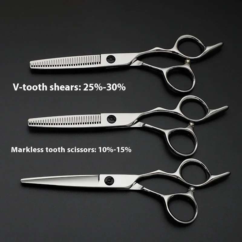 6.0 Inch JP440C Professional Salon Stylist Barber Straight Cut Seamless/V Tooth Hair Haircut Scissors Set