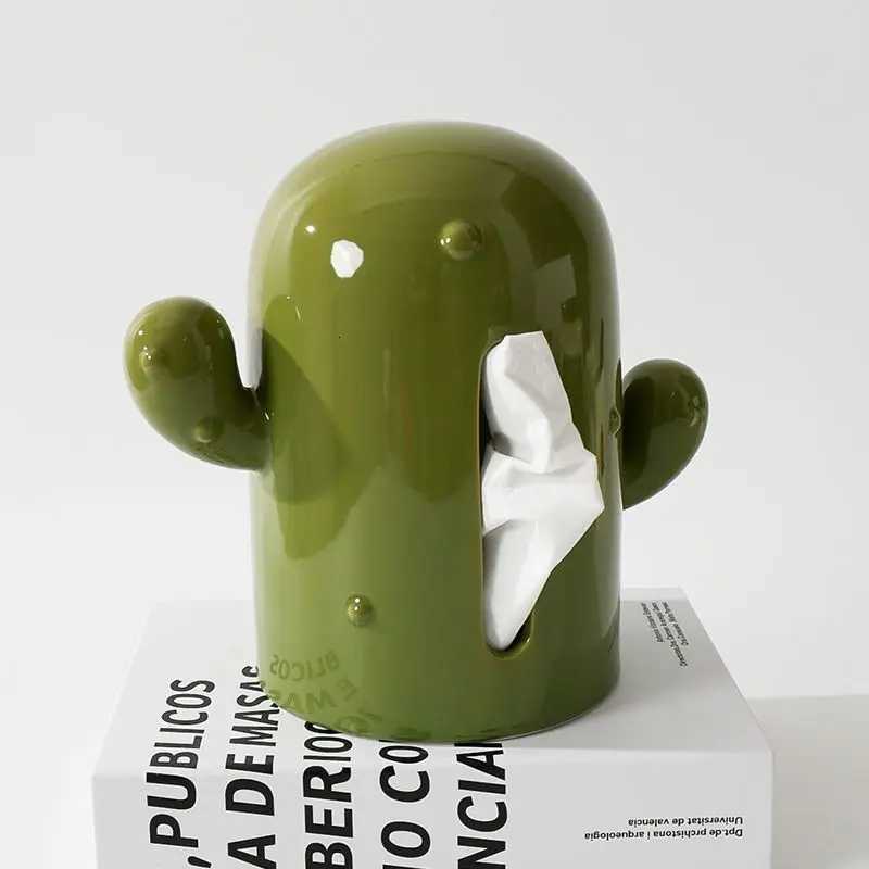 Ceramic Living Room Simple Tissue Box High-End Feeling Cactus Desktop Paper BoxM251124