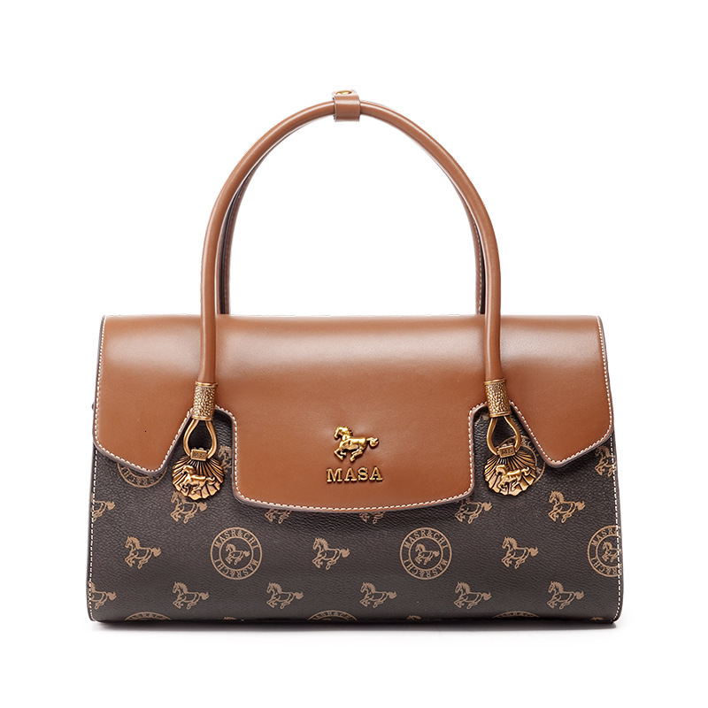 MASA Vintage Fashion Versatile For Commuting Mom Style Handbag High Quality Single Shoulder Bag With Texture Tote Bag