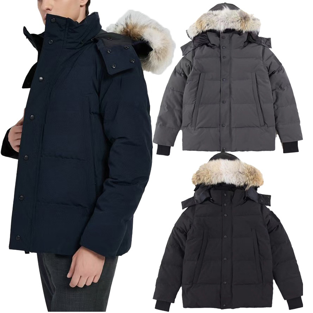 Mens Puffer Jacket Winter jackets Bodywarm Down Parkas Thick Wolf Skin Collar Parka Winter Classic Fashion Outdoor Warm Windproof Coat Size XS-2XL