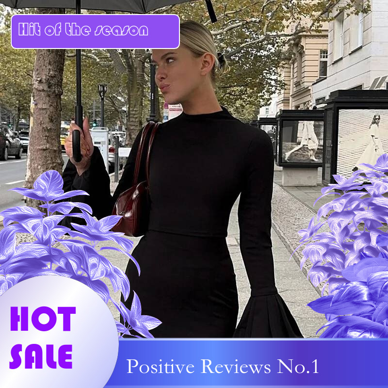 Dongdumaoyi Townlike Puff Sleeve Slim Bodycon Dress Women Turtleneck Mini Autumn Winter Elegant Nightclub Sexy Party Dresses