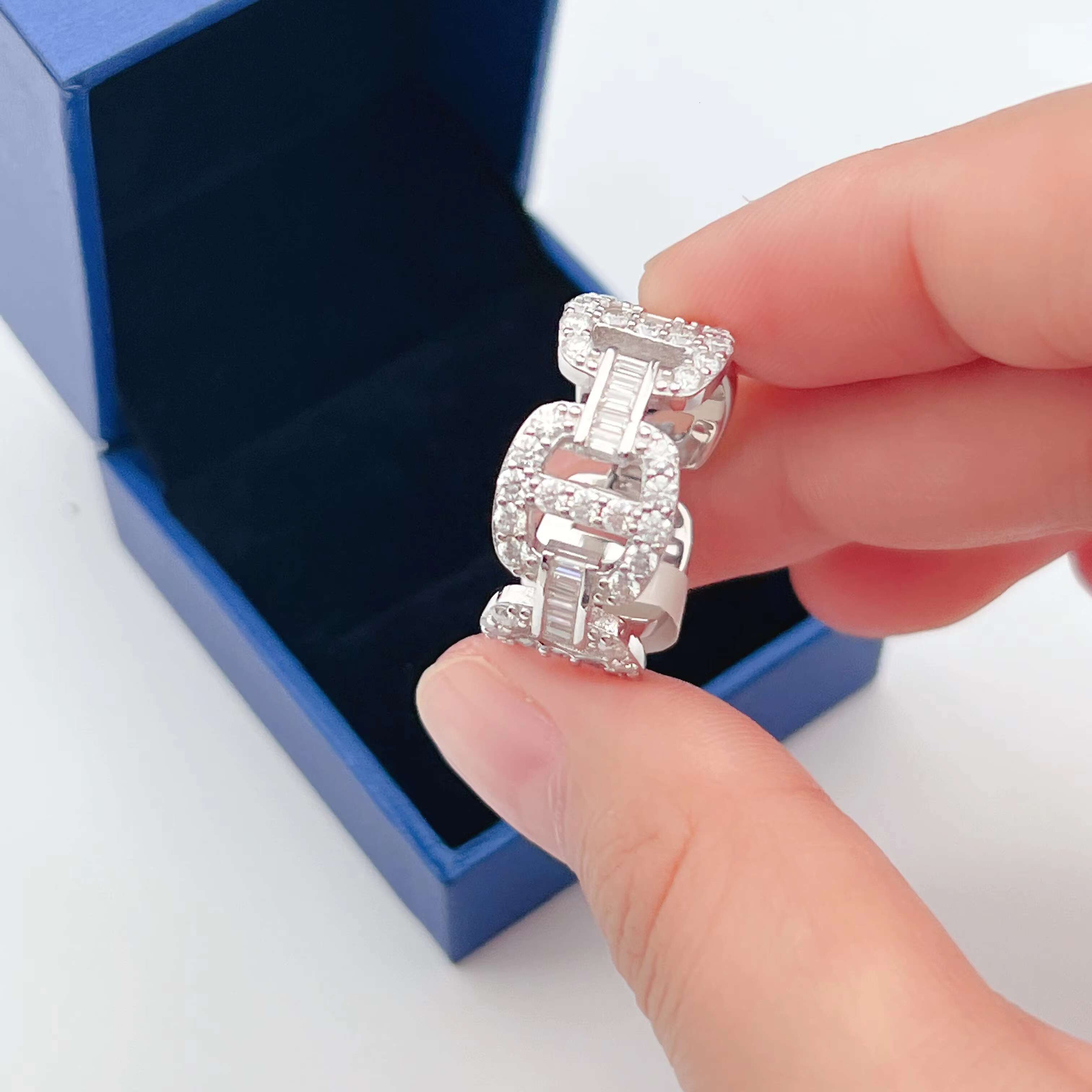 New Fashion Pass Tester Diamond Gold Plated Ring Iced Out Hip Hop Luxury Moissanite Jewelry Ring