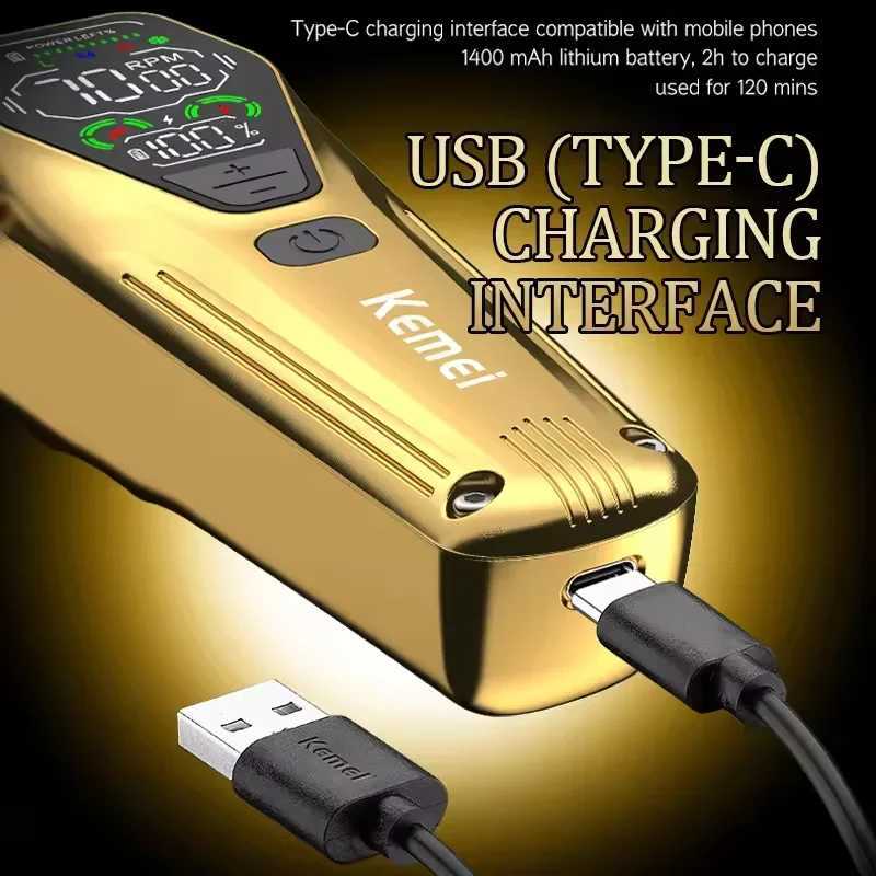 Kemei KM1697 Hair Trimmer for Men 9000RPM 9W Full Metal DLC LED Display Zero Gapped Professional Trimmer Finishing Machine L251124