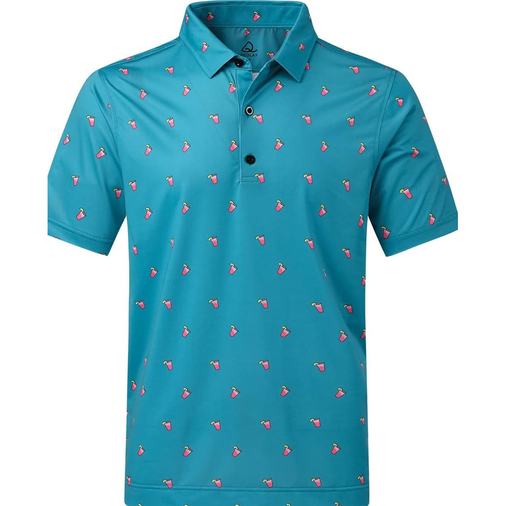 Mens Polo shirt Mens Polo Shirts Moisture Wicking Dry Fit Performance Mens Golf Shirt Regular Fit Fashion Print Short Sleeve Solid color pattern
