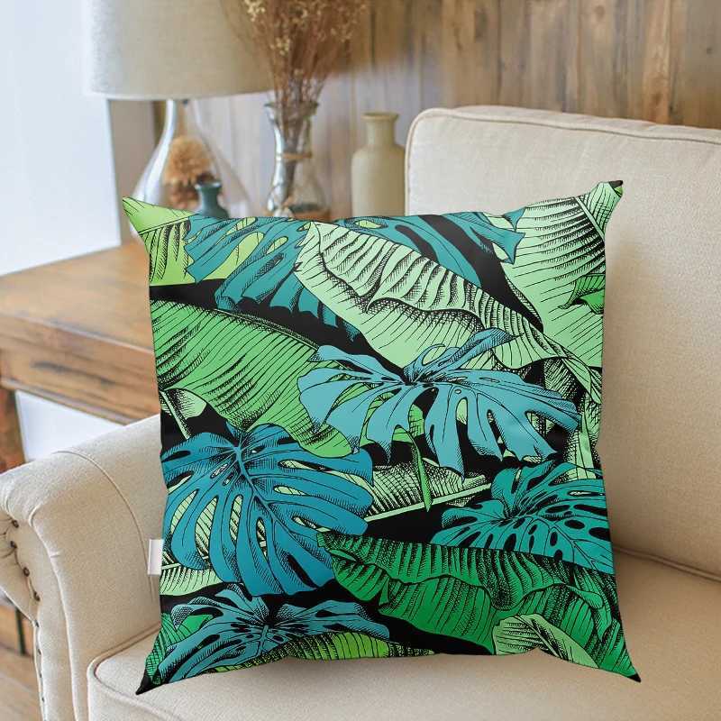 Tropical Palm Leaf Cactus throw pillow cover with short plush print for living room sofa decoration cushion cover pillow covers G251124
