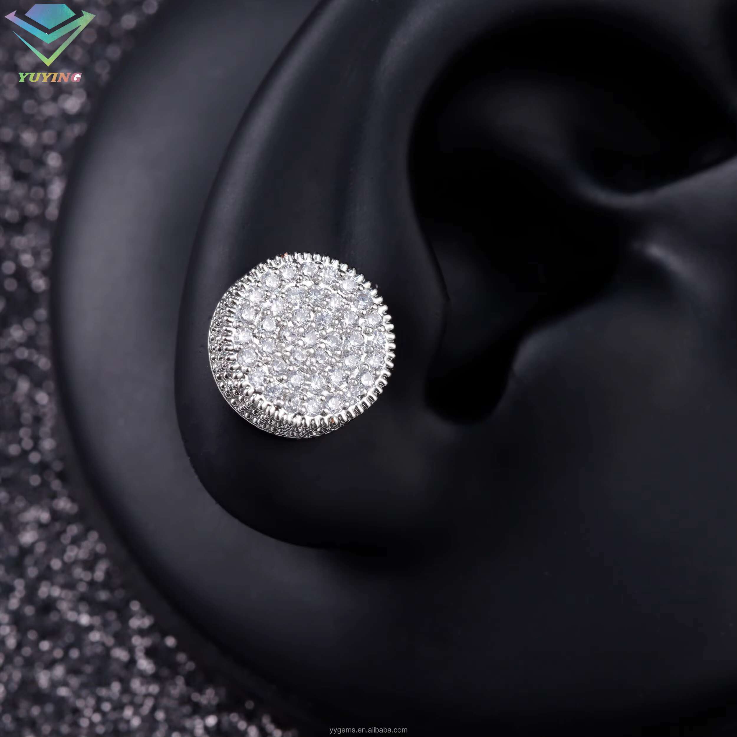 Yu Ying Gems Fashion Stud Earrings Micro Setting Vvs Moissanite square Earrings for Womens Jewelry Fine Stud Earrings