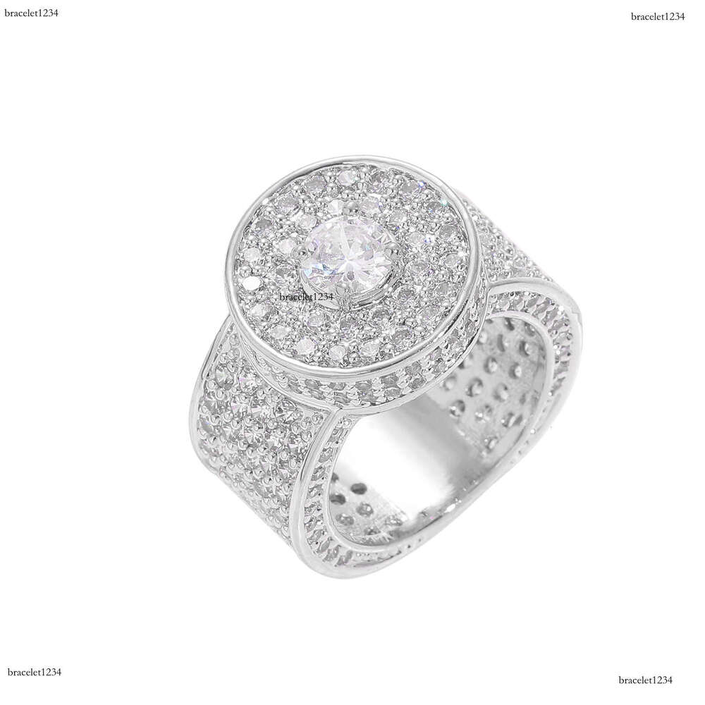 Luxury designer Hip-hop Men's oversize with real gold plating and micro-inlaid ice out VVS Moissanite, hip-hop rings for men and women