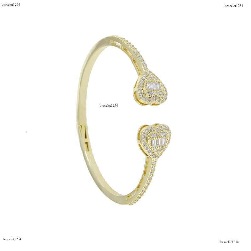Free Shipping Heart Love Shape Adjustable Bangle Bracelet Women Men Hip Hop Iced Out Bg Cubic Zirconia Couple Jewelry Gift