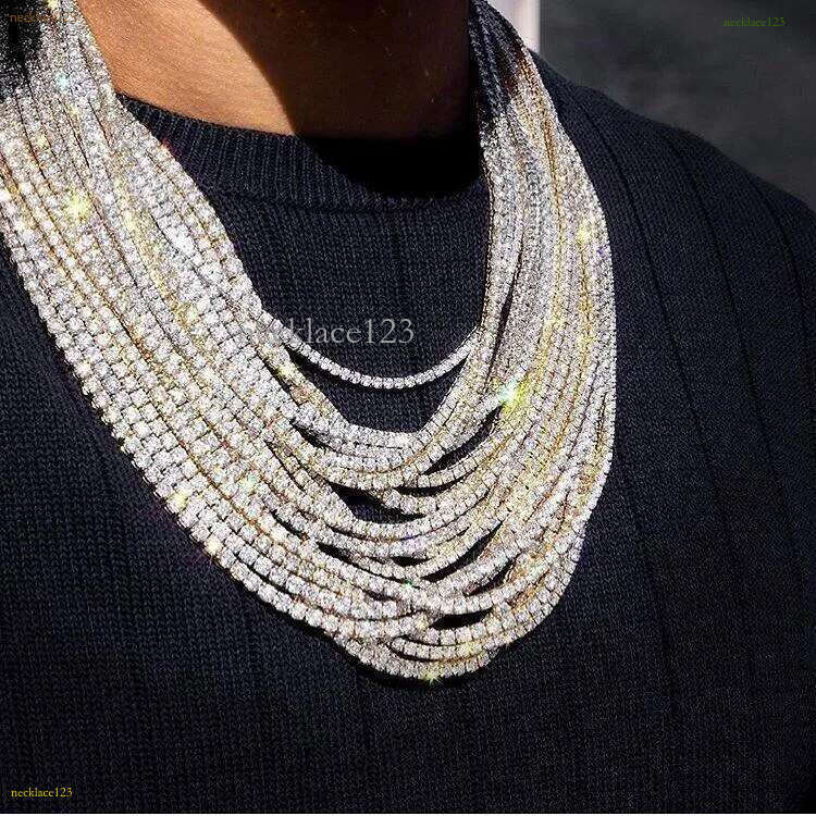 Real sterg sier Hip Hop Moissanite Jewelry Iced Out VVS1 D Color Mossanite Dia Necklace 4mm Tennis Gold chain for Women Men