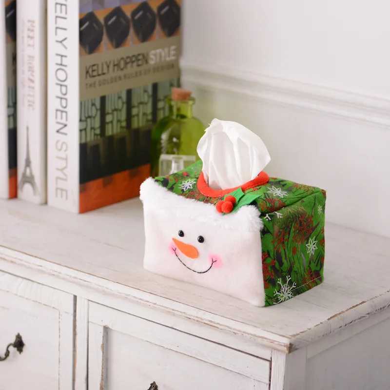 Home Christmas Tissue Paper Holder Case Boxes Red Green Santa Claus Toilet Paper Cover Bag Christmas Party Decor Desktop Decor LM251124