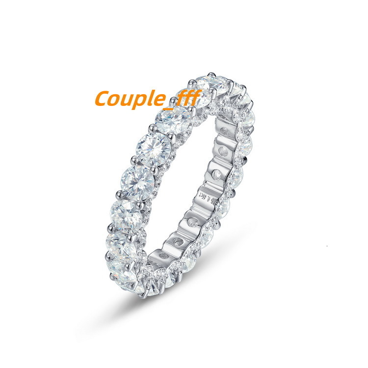 925 Sterling Silver VVS Moissanite Diamond Round Wedding Ring Full Eternity Band Engagement Ring Fine Jewelry 2mm 4mm