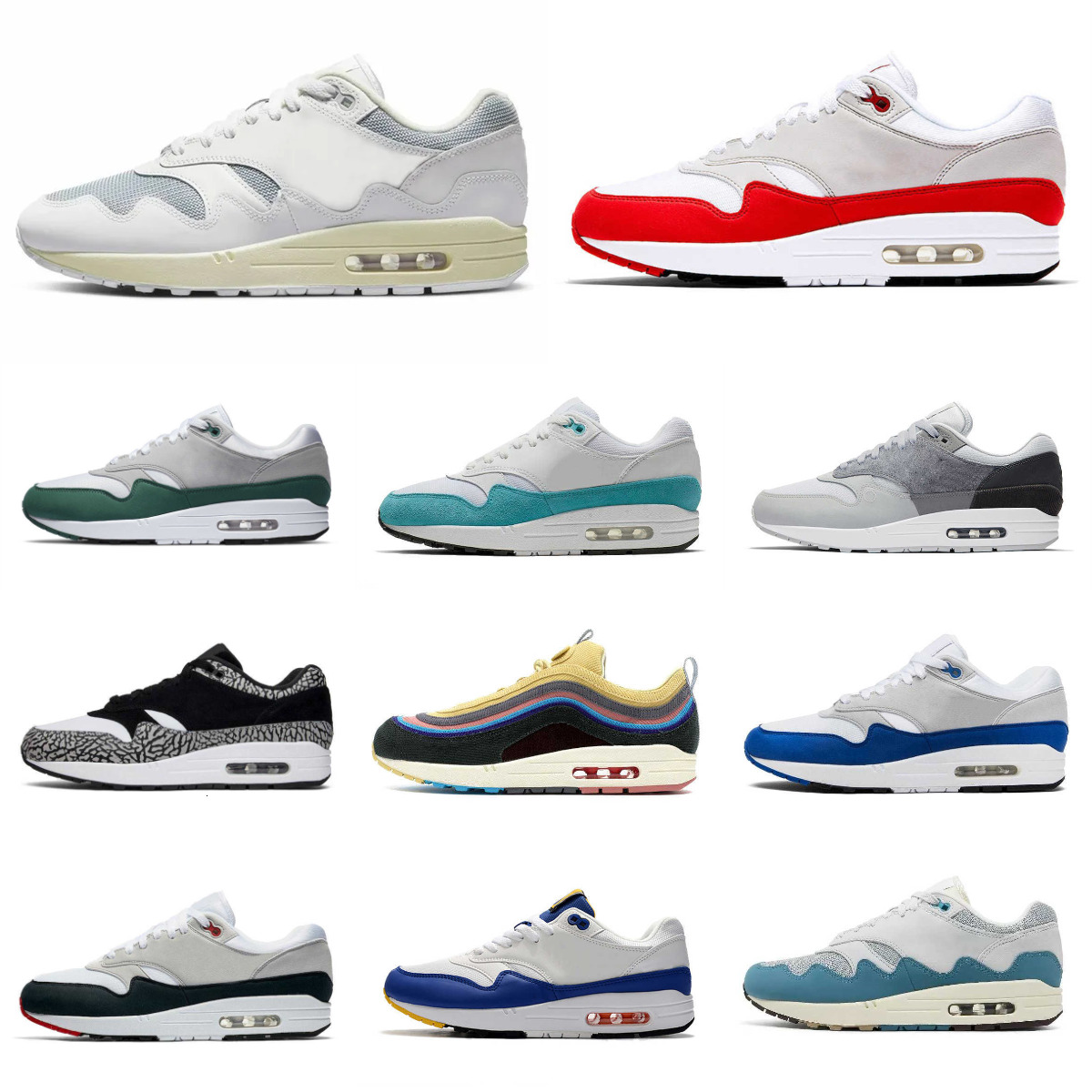 Trainers 1 87 Patta Sports Shoes Men Women 87s Aqua Black White Grey Green Sport Red Outdoor Shoe Noise Monarch Cave Stone Saturn Atomic Teal Londons Jogging Sneakers