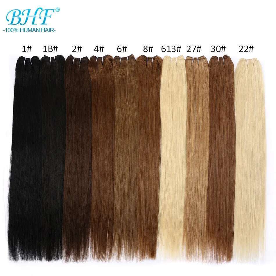Straight Bundles European Remy Human Weaves Sew In Weft Extensions Natural Hair Brown Blonde 14"-28Inch BHF
