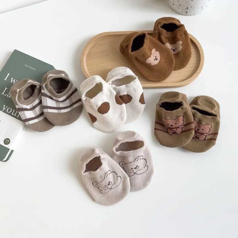 3Pairs/Lot Baby Floor Socks Cute Cartoon Short Cotton Bear Socks Toddler Anti Slip Kawaii Unisex Sock For 0-5Yrs Kids Girls Boys G251124