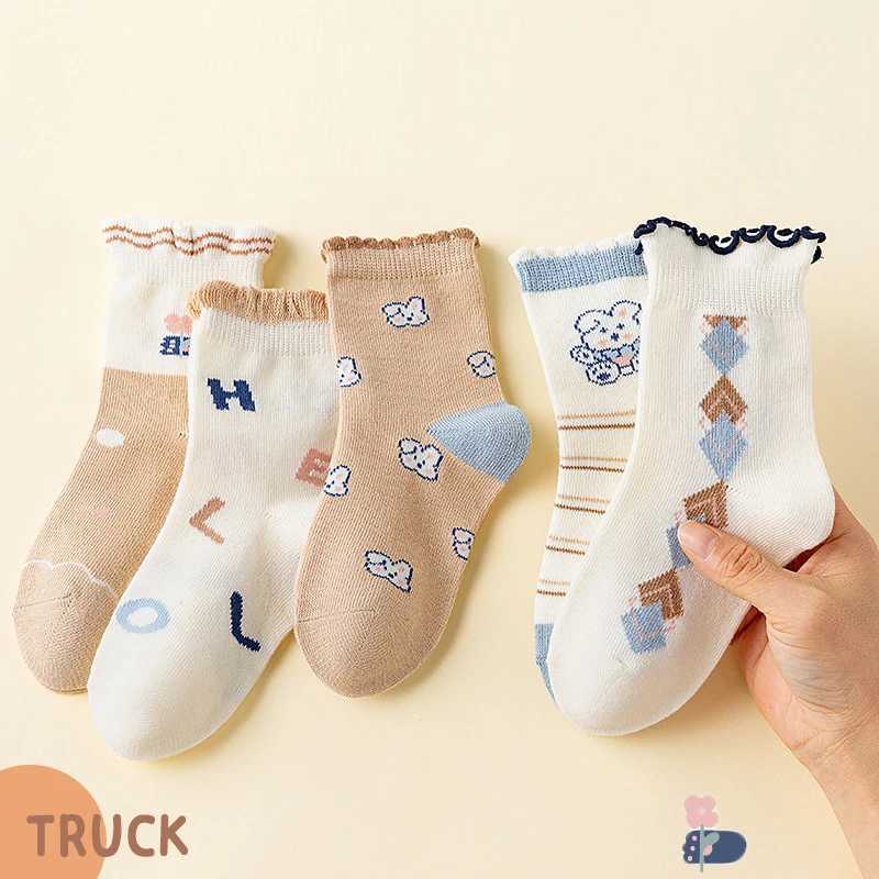 5 Pair Girls Socks Childrens Middle Socks Autumn and Winter Lace Princess Socks Cute Little Bear Girls Socks G251124