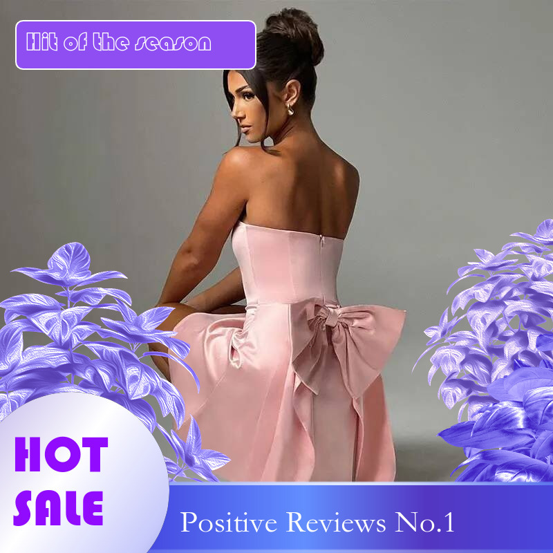 Dongdumaoyi Townlike Waist Wrap A Line Dress Women Off Shoulder Mini Spring Summer Bow Backless Nightclub Sexy Party Dresses