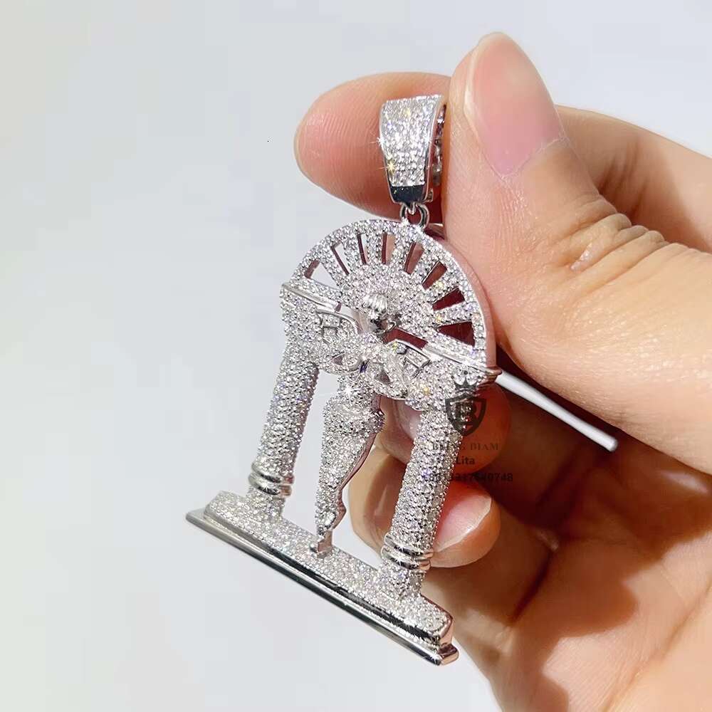 New Hot Selling Gra Vvs Moissanite Diamond Silver Stone Necklace Pendant Angel Jesus Christ Pendant