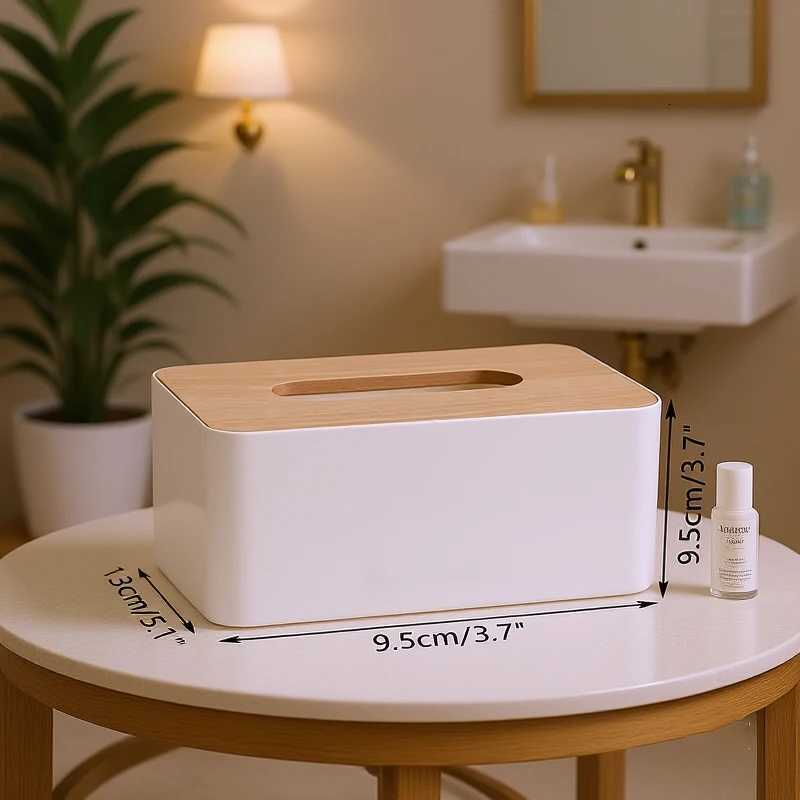 1pc Waterproof Elegant Holder For Disposable Paper Facial Tissues Luxurious Bamboo Rectangular Tissue Box CoverM251124