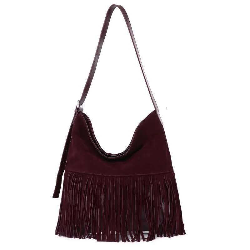 Designer Bag New Genuine Leather Frosted Anti Veet Tassel Bucket Bag, Fashionable Handbag Shoulder Crossbody Bag For Women