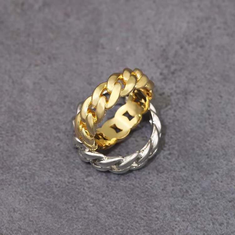 Fashion Jewelry Cuban Rings 18K Gold Plated 925 Sterling Silver Mens Ring Hip Hop Ring