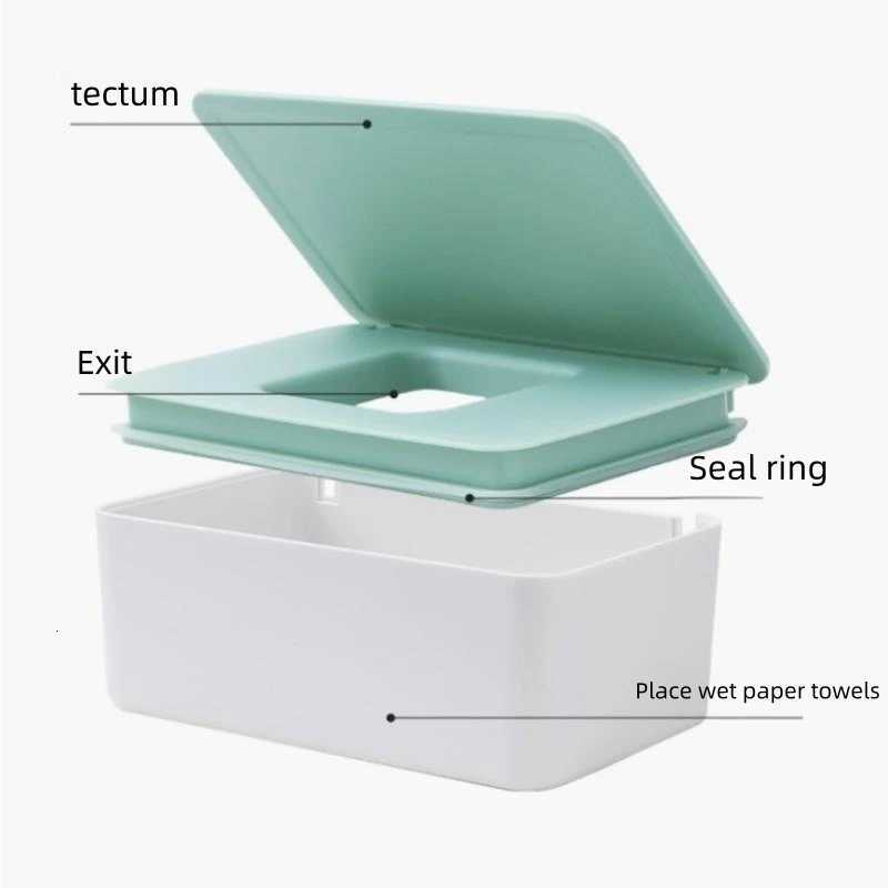 1pc Wet Tissue Box Desktop Seal Wipes Paper Storage Box Household Plastic Dust-proof With Lid Tissue Box For Home Office DecorM251124