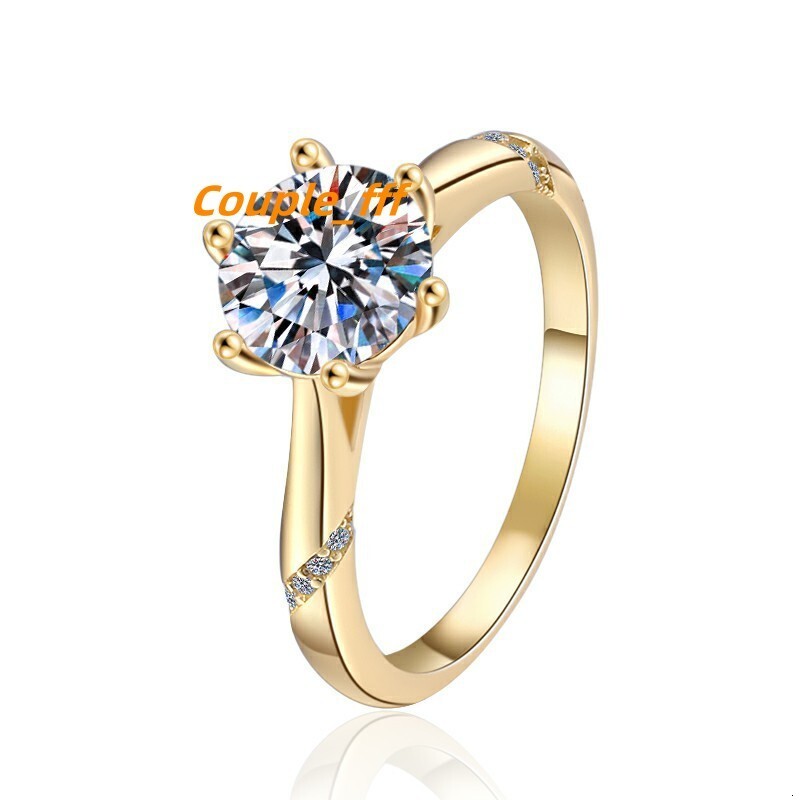 18K Gold Plated Moissanite Ring 925 Sterling Silver Jewelry Female Senior Sense Factory Wholesale Cross-Border Live Ring