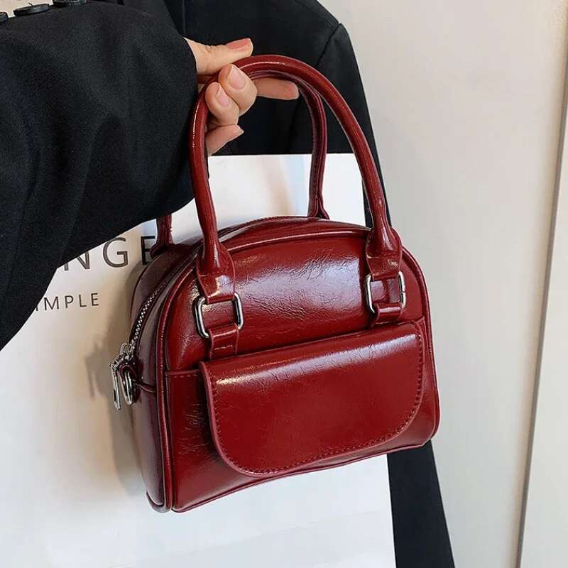 Red Solid PU Leather Shoulder Underarm Women's Fashion Casual Purses And Handbags Ladies Commuter Crossbody Bag Bags Designer Women Bag