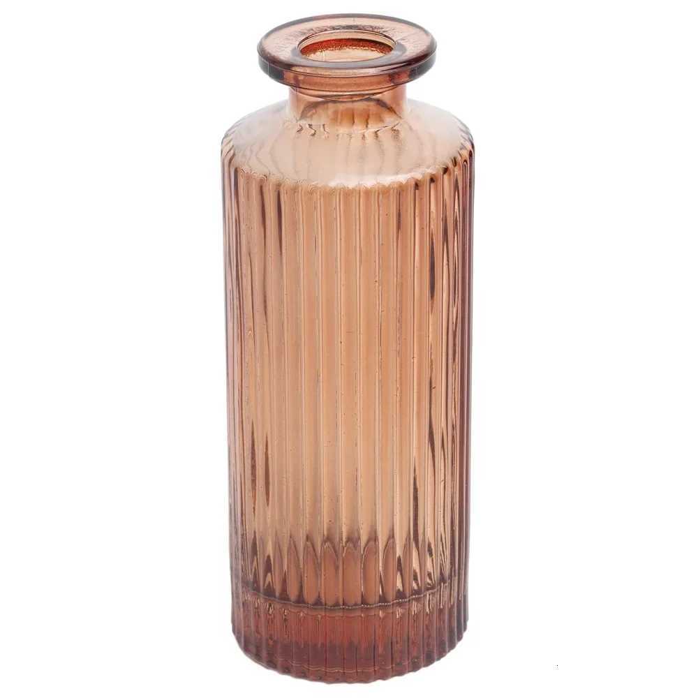 2 Pack Mini Ribbed Translucent Glass Tabletop Vase 52 Inch Indoor Floral Display Decorative Accent Home Decor C251124