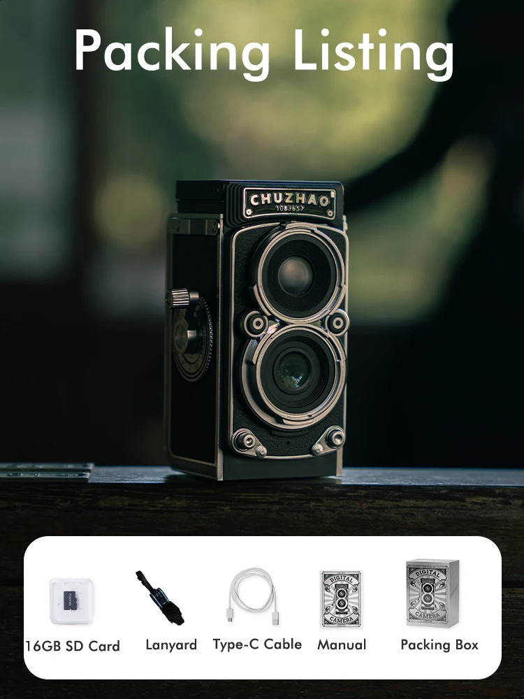 CHUZHAO Mini Retro Digital Camera with 154inch Screen 1080p Video 12MP Pos Compact Portable Birthday Gift 250408
