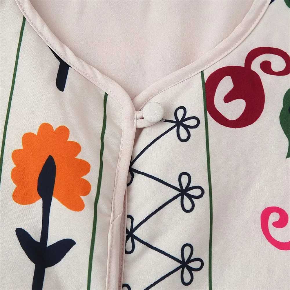 Autumn New Style European and American Style Loose Pocket Decoration Printed Cotton Jacket J251124