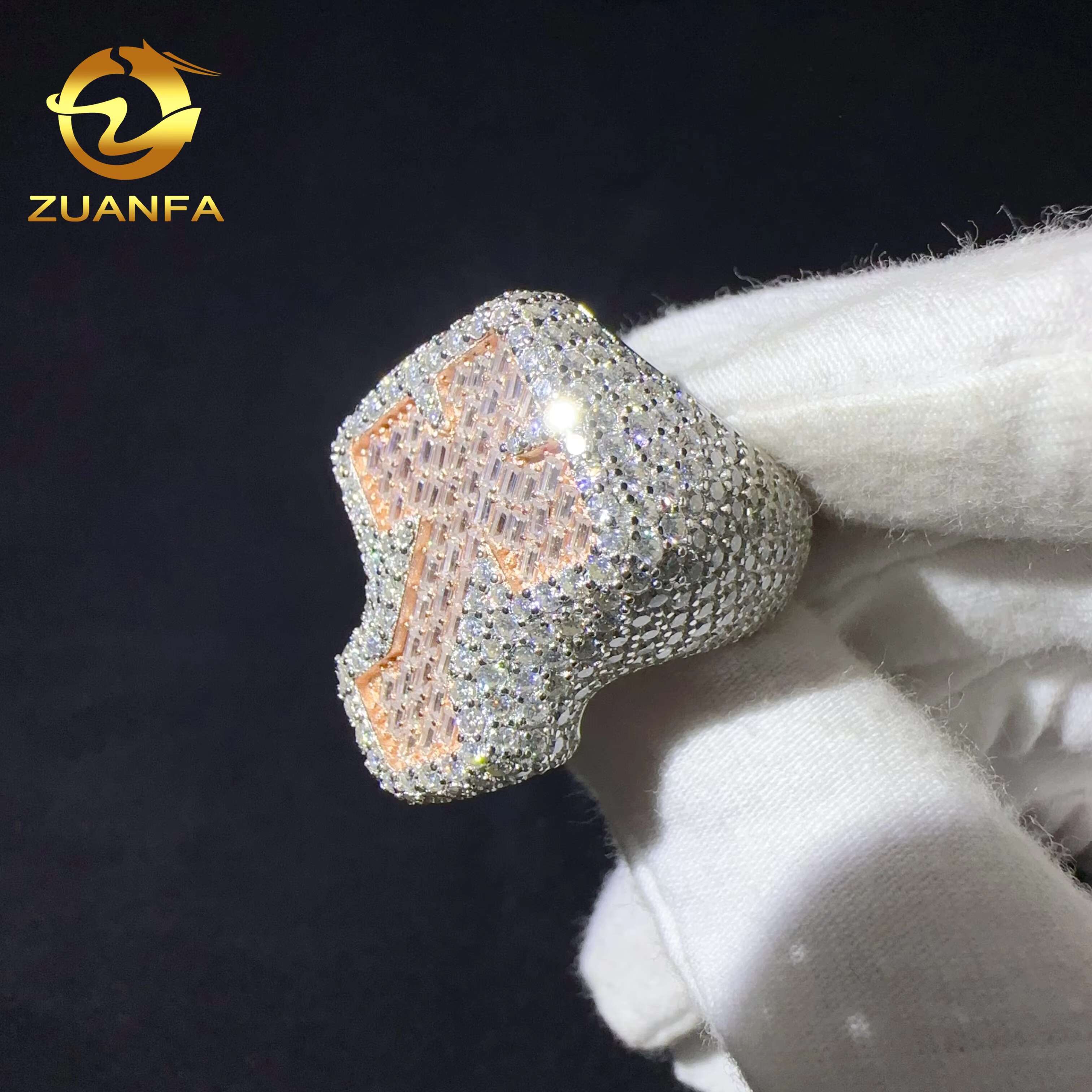 Iced Out Hip Hop Jewelry Men Diamond Ring 925 Sterling Silver High Quality Luxury Custom Moissanite Ring for Men