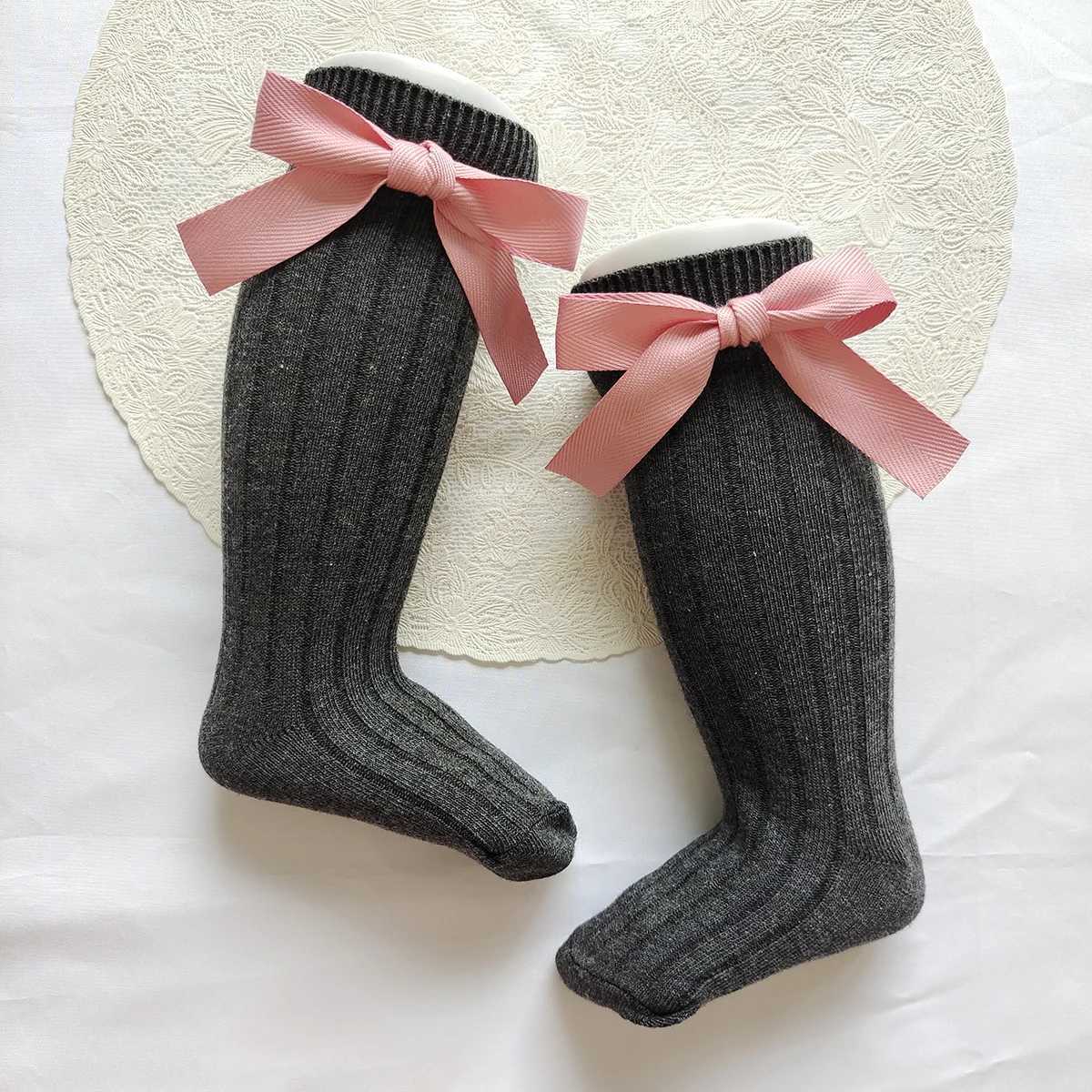 14 Colors Princess Girls Long Sock Big Bowknot Infant Baby Stockings Kids Cotton Sock Knee High Breathable Soft Children Socken G251124