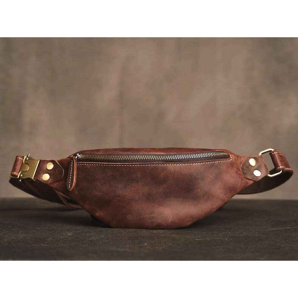 Texture Genuine Leather Retro Waist Multifunctional Crossbody Outdoor Chest Mobile Phone Bag