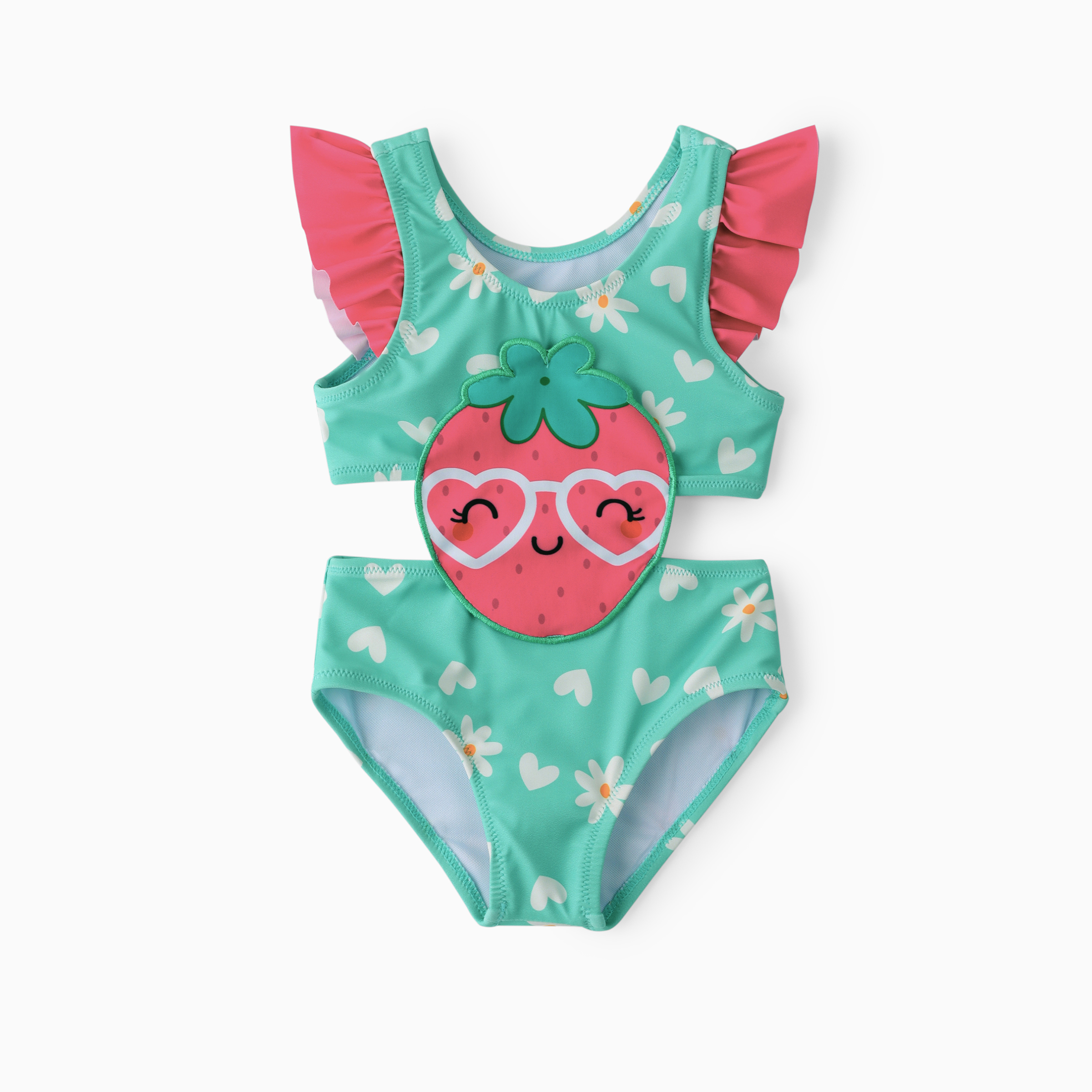 PatPat Baby Girl Childlike Fruit Embroidery Swimsuit