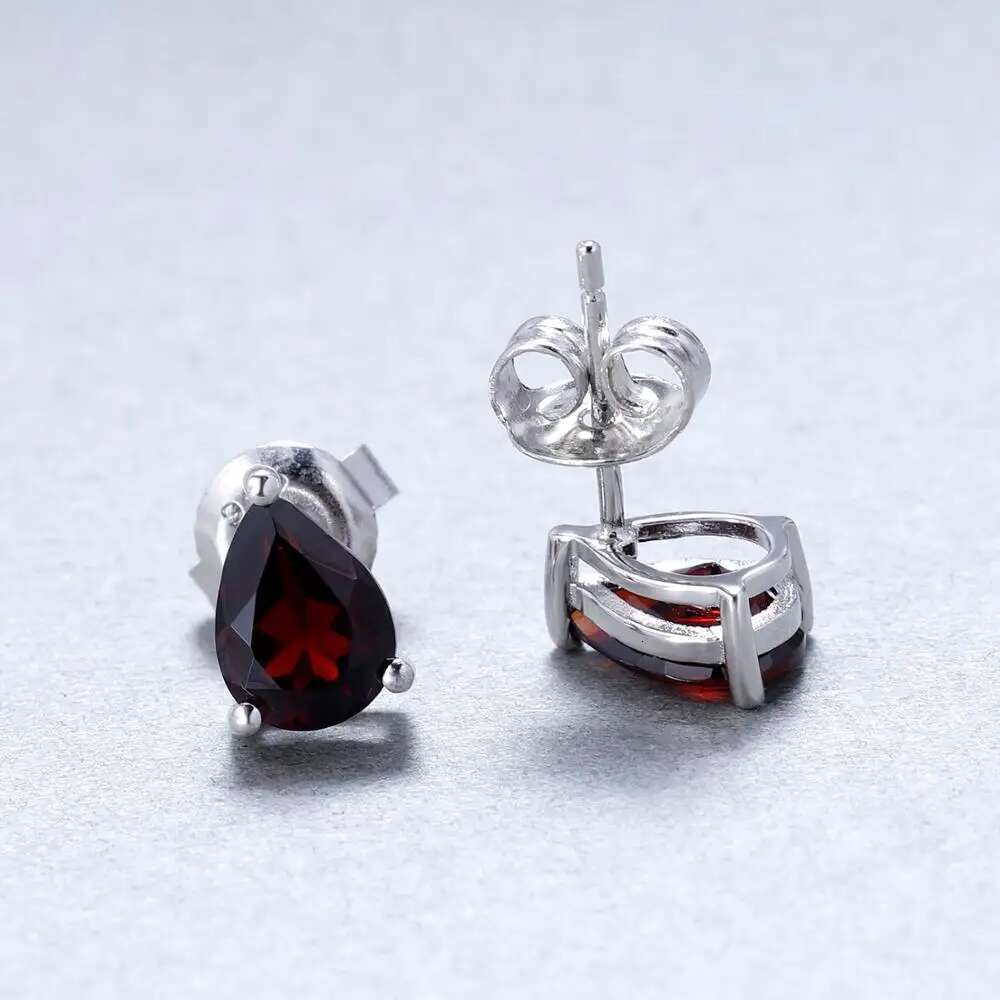 Gem's Ballet 6*8mm 2.74Ct Natural Red Garnet Gemstone Stud Earrings Genuine Sterling Sier Fashion Jewelry for Women