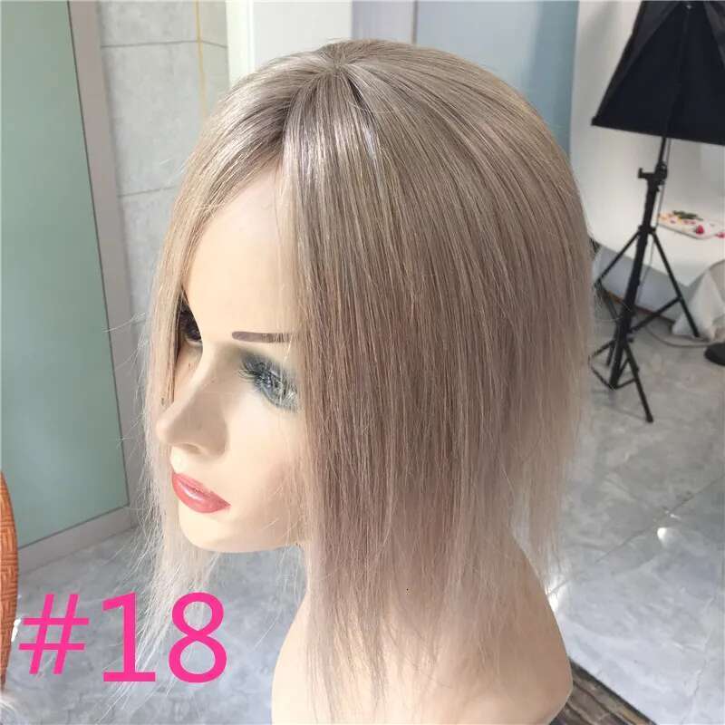 Vsrhair 45Cm Honey Blonde Human Topper Women Sewn With Two Clips 150% Density Invisible Toppers For Hair Loss